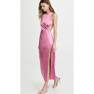 For Love And Lemons Tahlia Dress Satin Maxi Pink NWT XS